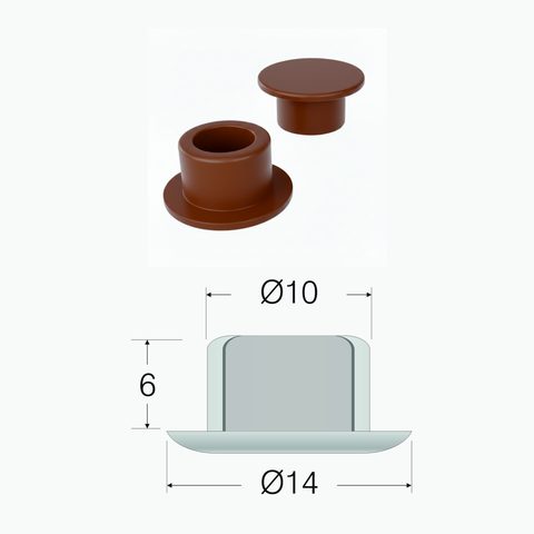 102-91-06-306 Заглушка пластиковая Ø10mm Коричневый