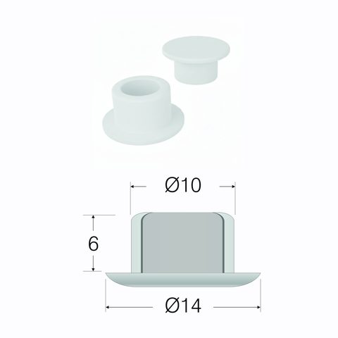 102-91-06-302 Заглушка пластиковая Ø10 mm белая