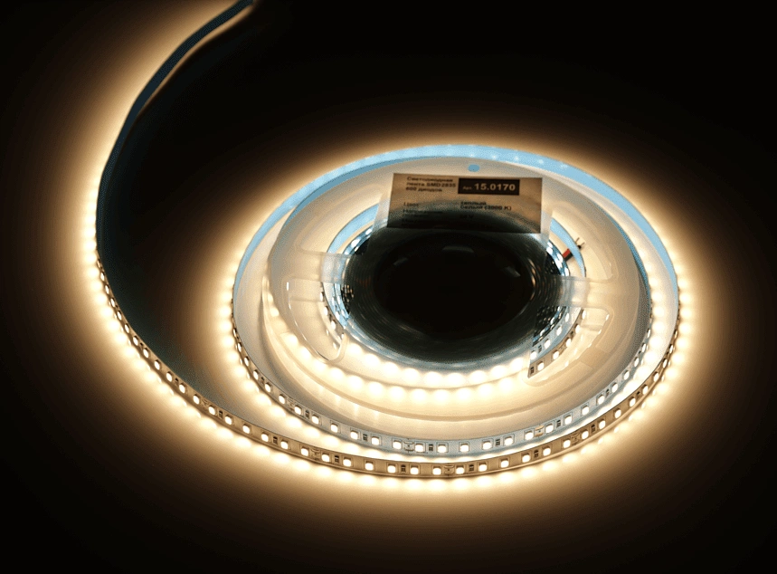 Лента светодиодная AQ LED-LINE 2835 120 LED/м 24V 9,6W/м 8 мм IP20 теплый белый 5 м