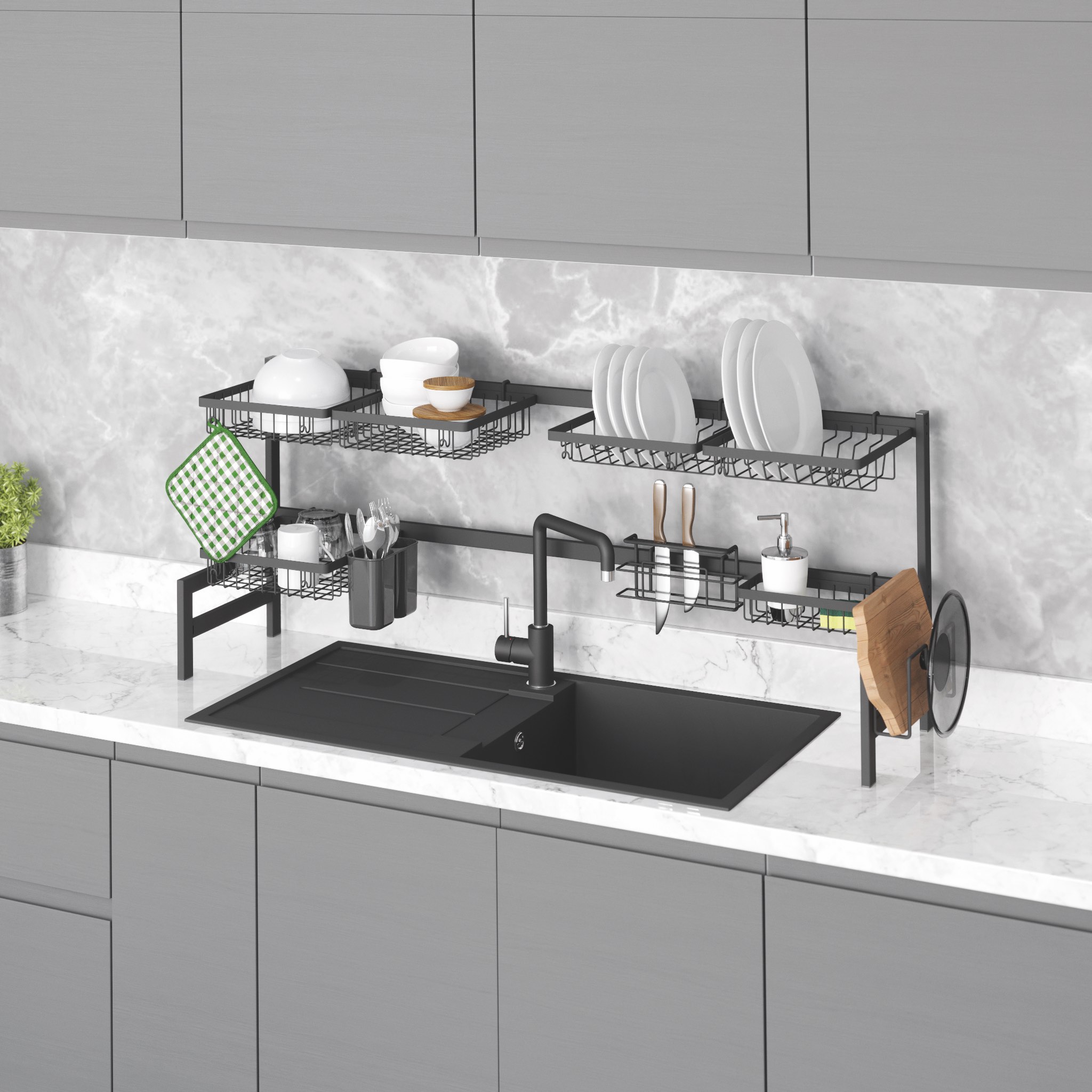 Сушилка внешняя органайзер (большой), 135см# Антрацит/Over Sink Organizer (Large)