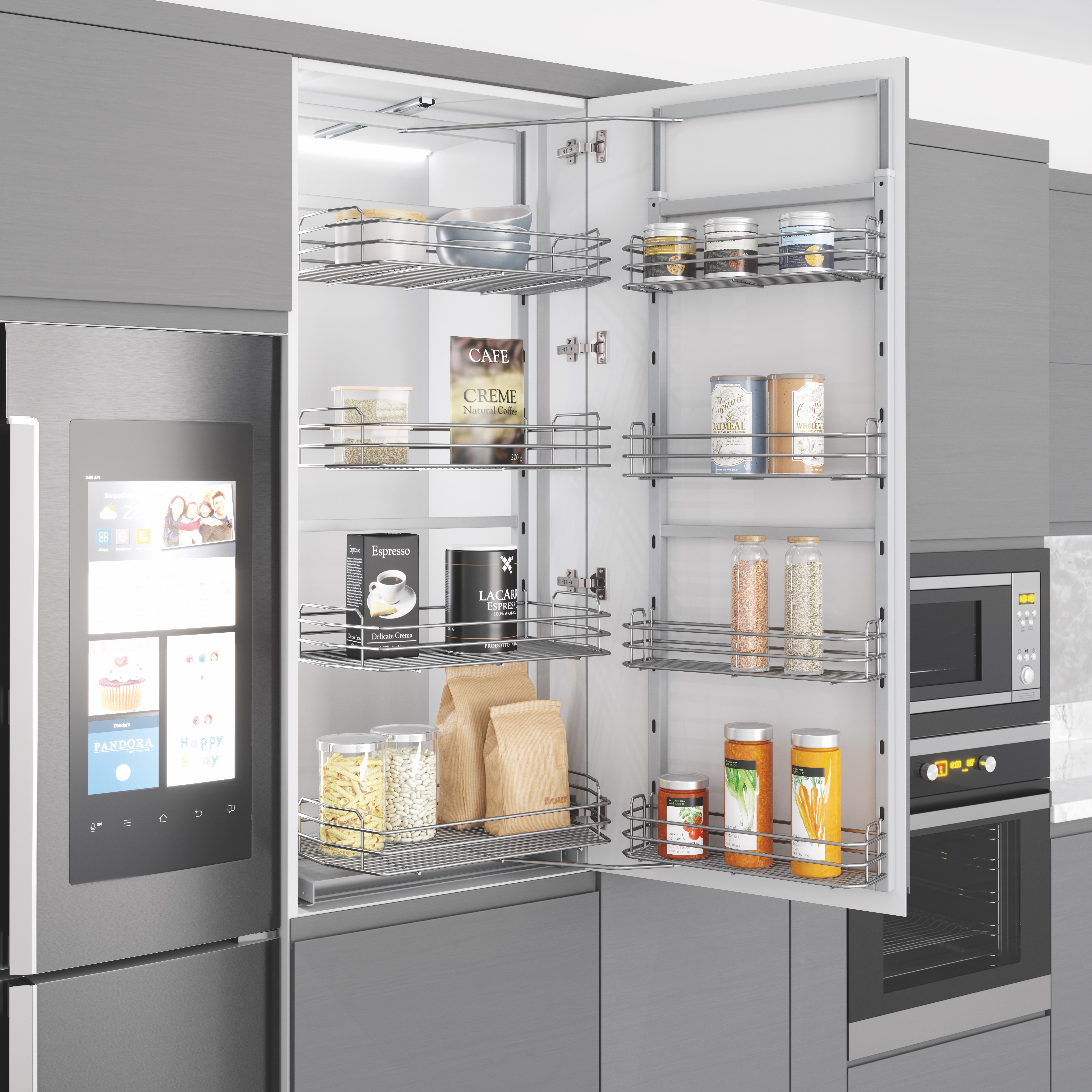 125-140 60cm Внутренняя система хранения, Хром#/125-140 60cm Twin Larder Chrome#