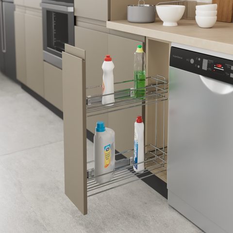 Держатель для моющих средств – 22 см, Хром#/Detergent Holder with Side Rail - 22cm Chrome#