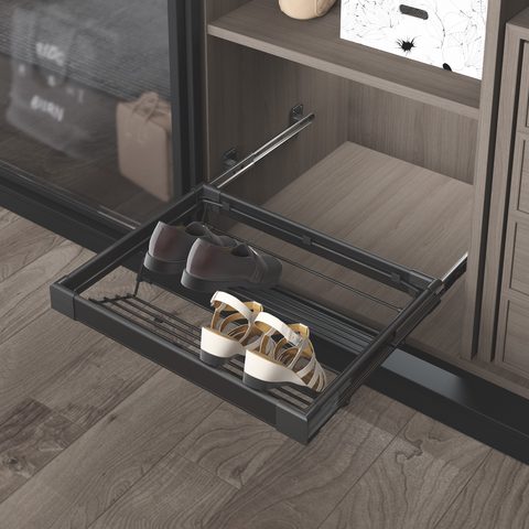 Алюминиевая полка для обуви с доводчиком 80см#/Aluminium Shoe Holder with Telescopic Rail 80cm#