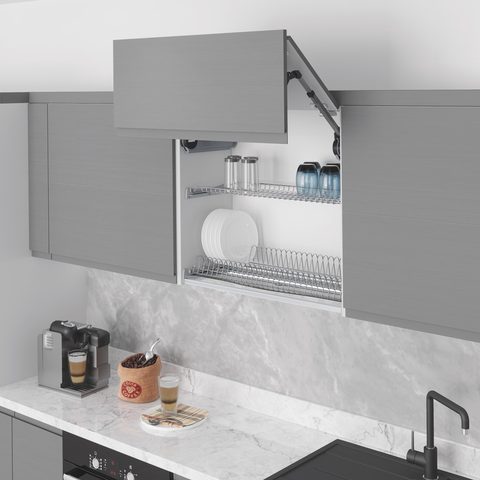 Сушилка для тарелок и стаканов с пластиковым подносом, Хром 80см#/Plate - Glass Shelf