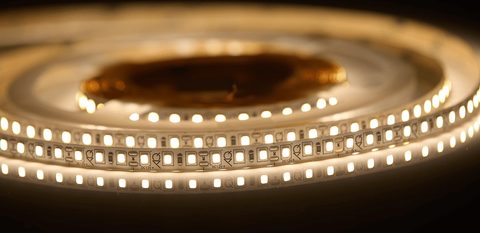 Лента светодиодная AQ LED-LINE 2835 120 LED/м 12V 9,6W/м 8 мм IP20 теплый белый 5 м
