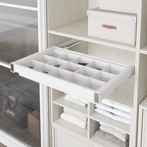 Выдвижная полка с отделением для мелких аксуссуаров 90см Белый/ Undermount Rail  Shelf with Division