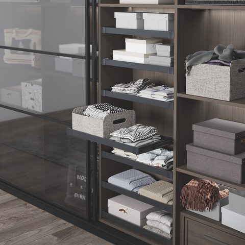 Выдвижная полка с телескоп. напр. 60 см Антрацит/Wooden Shelf With Telescopic Rail 60cm Anthracite