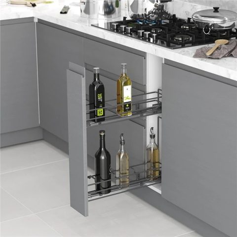 Бутылочница 2-х.ярусная левая 150мм, Антр#/Bottle Holder with Single Ext Undermount Rail Left Anthra