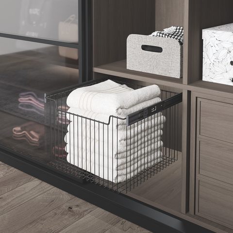 Корзина для полотенец выдвижная 60 см (большая) Антрацит/Wire Shelf With Telescopic Rail (Large)