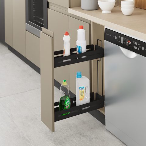 Корзина для моющих средств, Правая 200мм, Антрацит#/Unique Box Detergent Holder With Undermount Rail