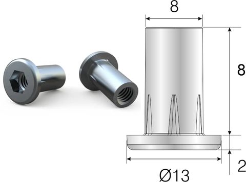 102-04-12-403 Ø8x10mm M6 Дюбель металлический